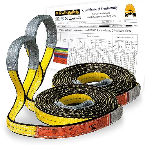 KwikSafety Charlotte NC Mighty Sumo - Correa de tela de polietileno de 1 x 10 pies 2 unidades Correa de elevación Cumple con la OSHA probado por