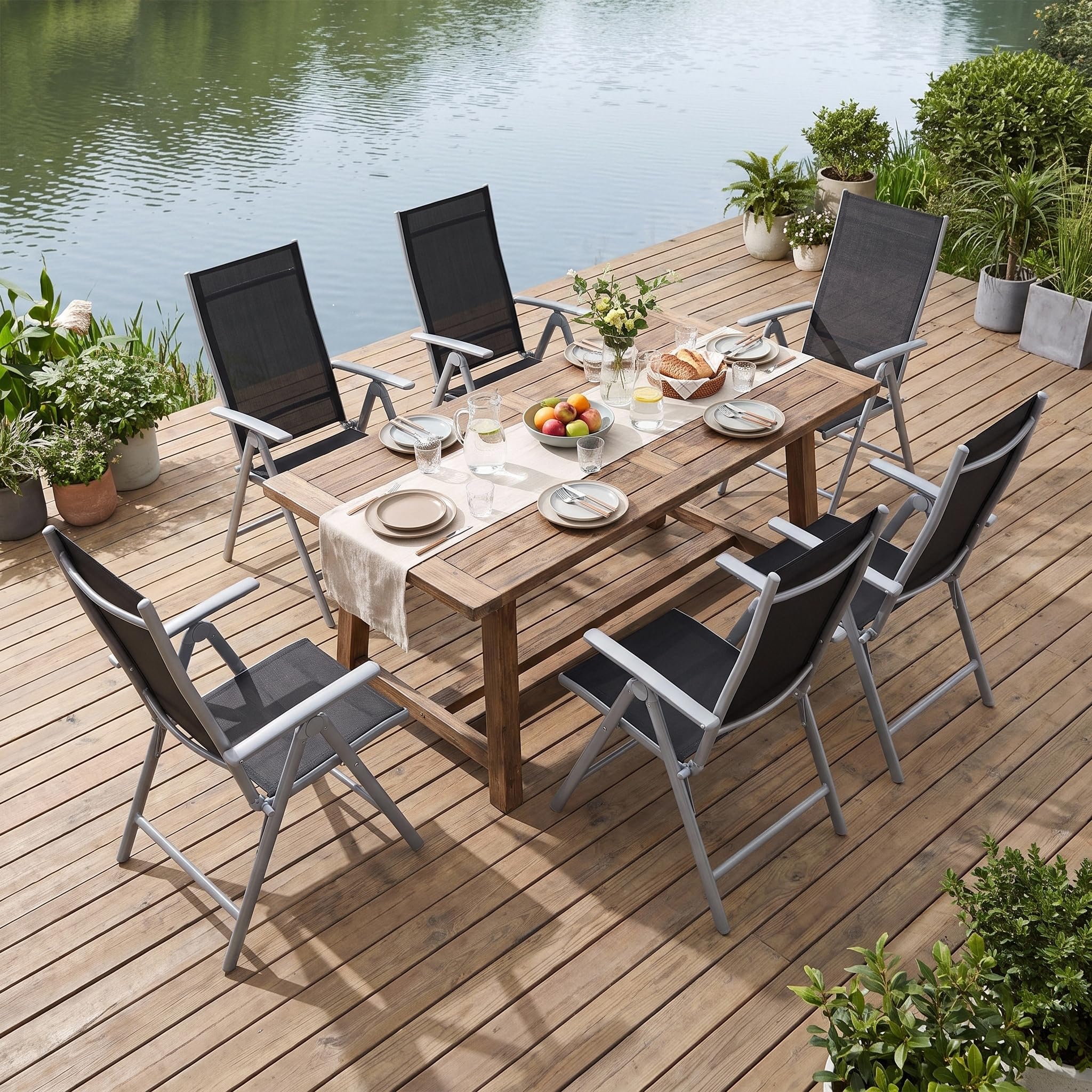 LIFERUN Lot de 2 Chaises de Jardin Pliantes avec Accoudoirs