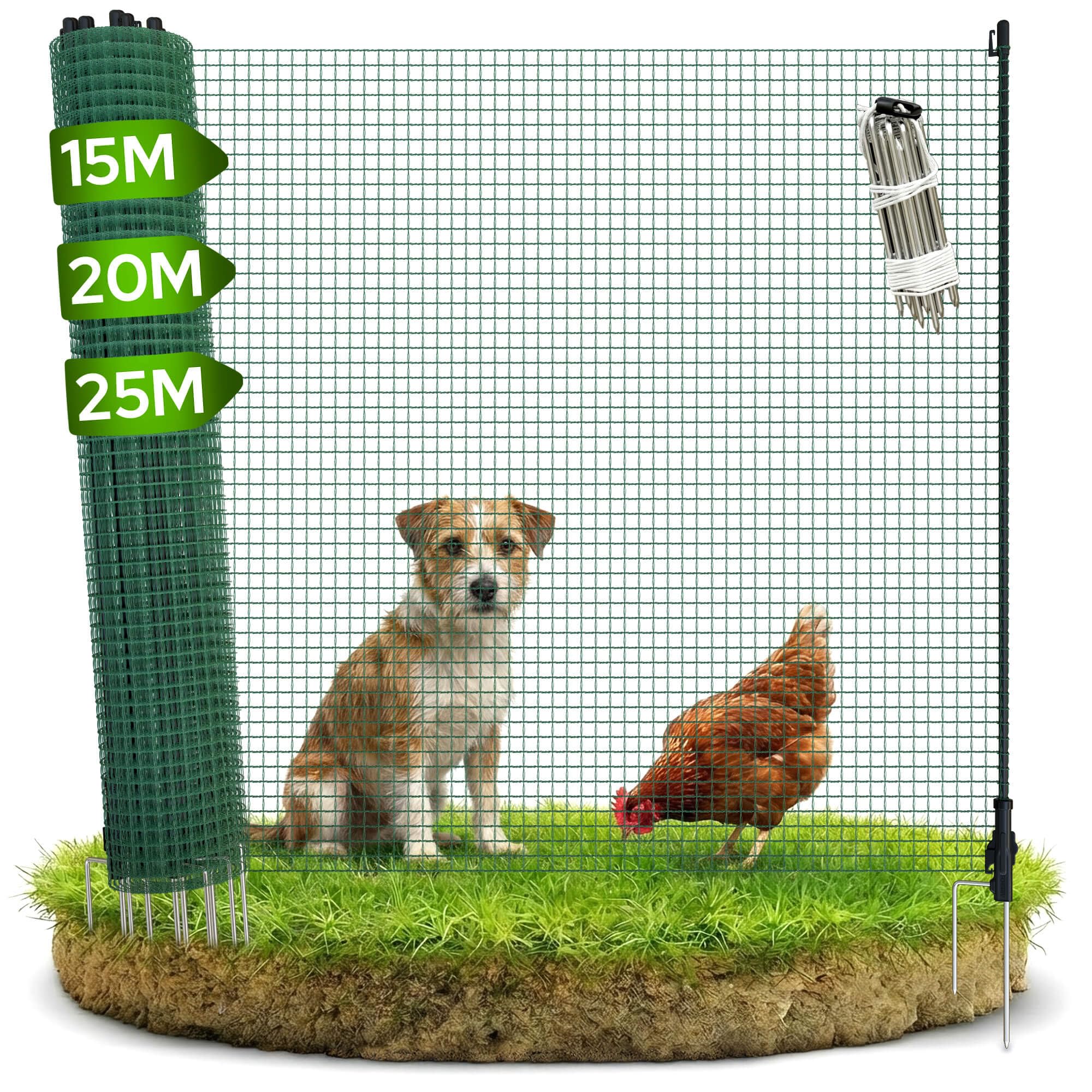 Arebos Mobiler Begrenzungszaun 25 m 90 cm hoch Wetterfest Flexibler Gartenzaun