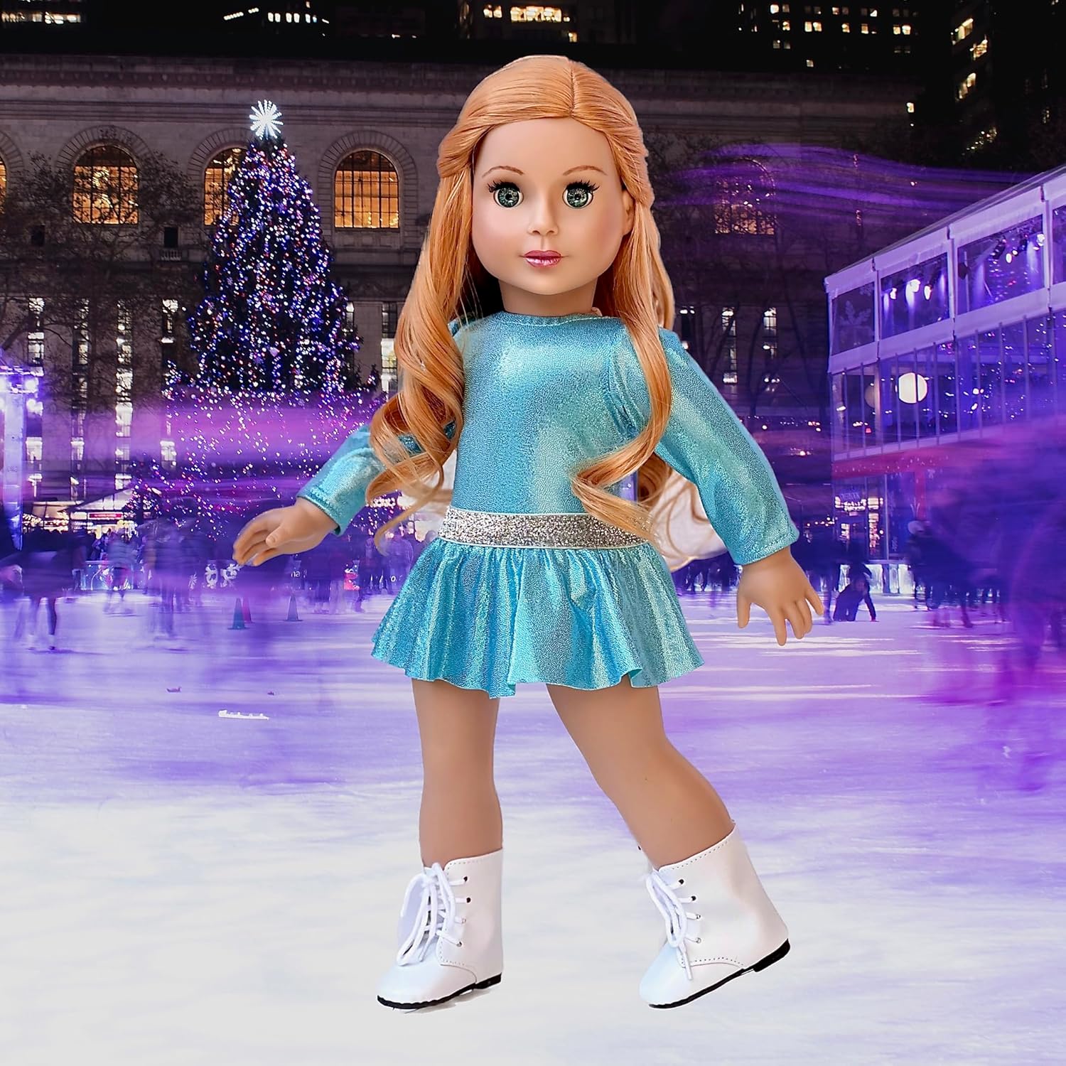 Super Skater - 18 Inch Doll Clothes - 2 Complete Ice Skating Outfits - 5 Pieces - Leotard, Skirt, Pants, Jacket, and 1 Pair of Skates (Dolls Not Included)