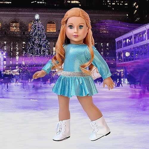 Miniatura 3 de Super Skater - Ropa para muñecas de 18 pulgadas, 2 trajes completos de patinaje sobre hielo, 5 piezas, leotardo, falda, pantalones, chaqueta y 1 par