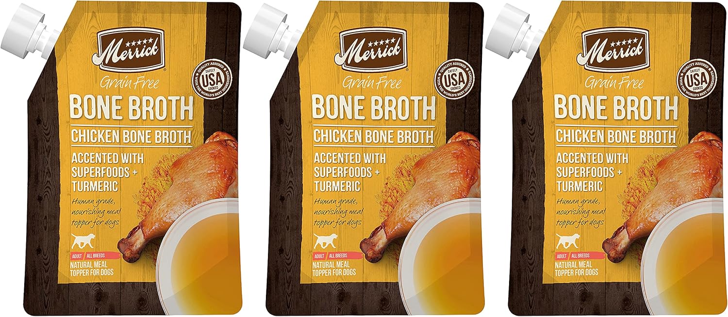 Merrick Grain Free Bone Broth Natural Meal Topper for Dogs