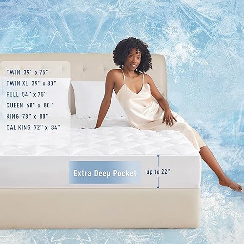 Miniatura 4 de Sunflower Protector de colchón acolchado de enfriamiento King, protector de colchón King Chill suave, funda de colchón King impermeable, bolsillo