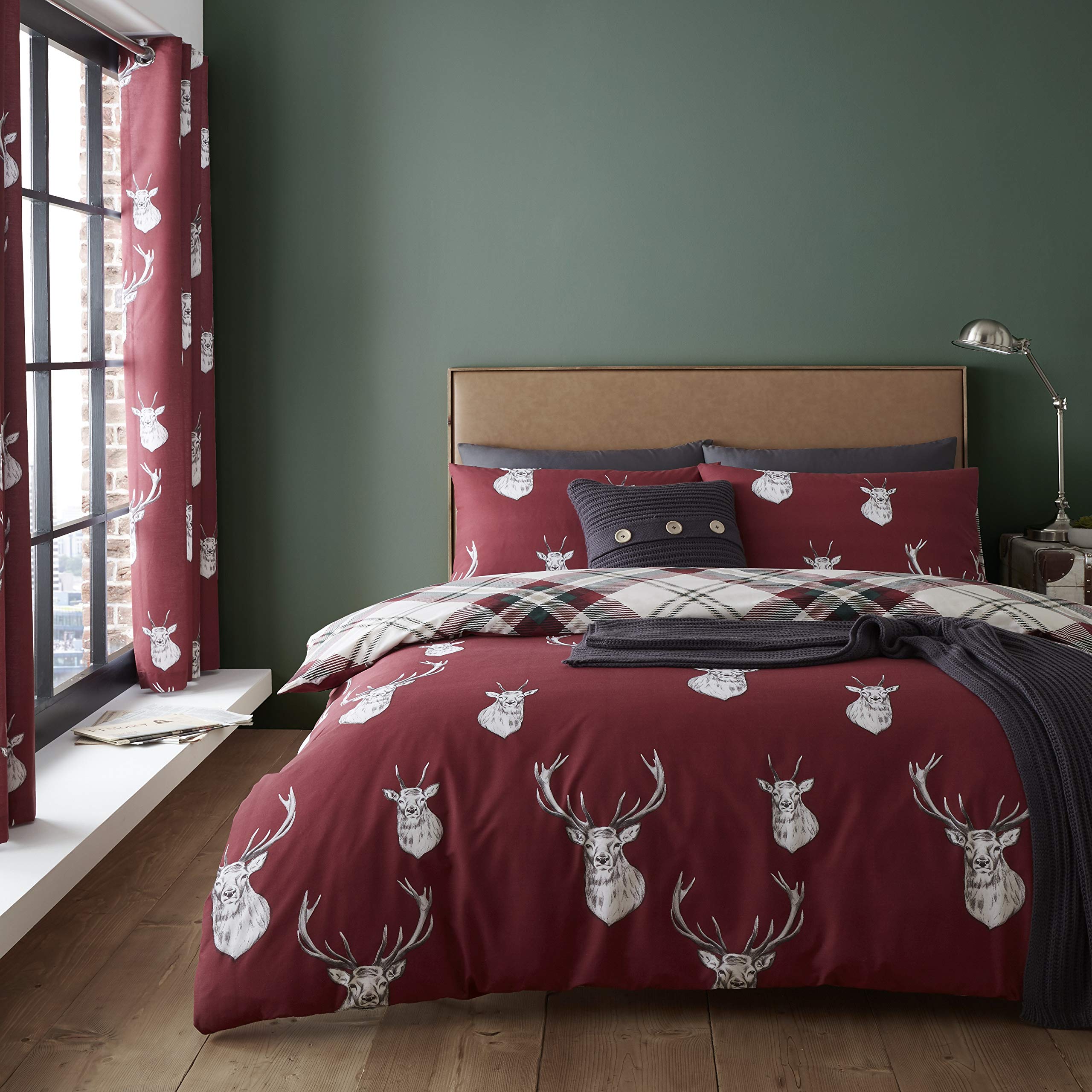 Housse de couette rouge 160x220 Catherine Lansfield pour une ambiance chalet de montagne