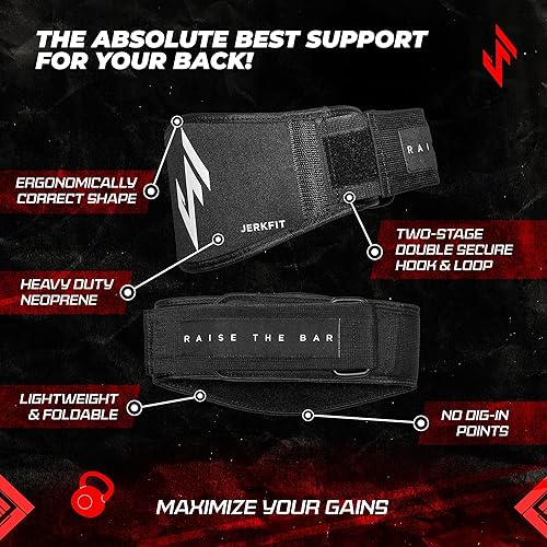 Miniatura 2 de Jerkfit RTB - Cinturón de levantamiento de pesas de neopreno para hombres y mujeres, cinturón de gimnasio resistente, cinturón de peso muerto para