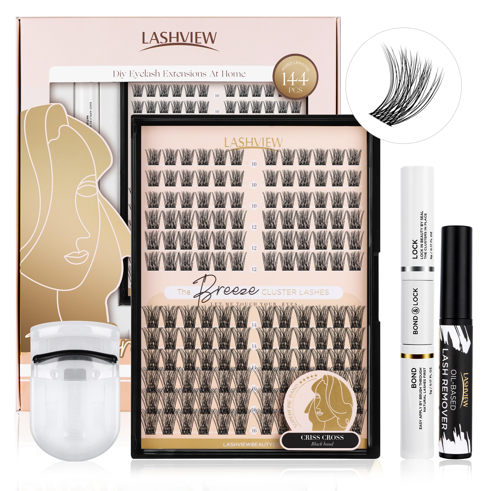 LASHVIEWCluster Lashes Individual Lashes Mega Volume Superfine Brand and Soft DIY Eyelash Extension Natural Look Reusable Wispy Eyelash Clusters (Large-Volume D+ Kit)