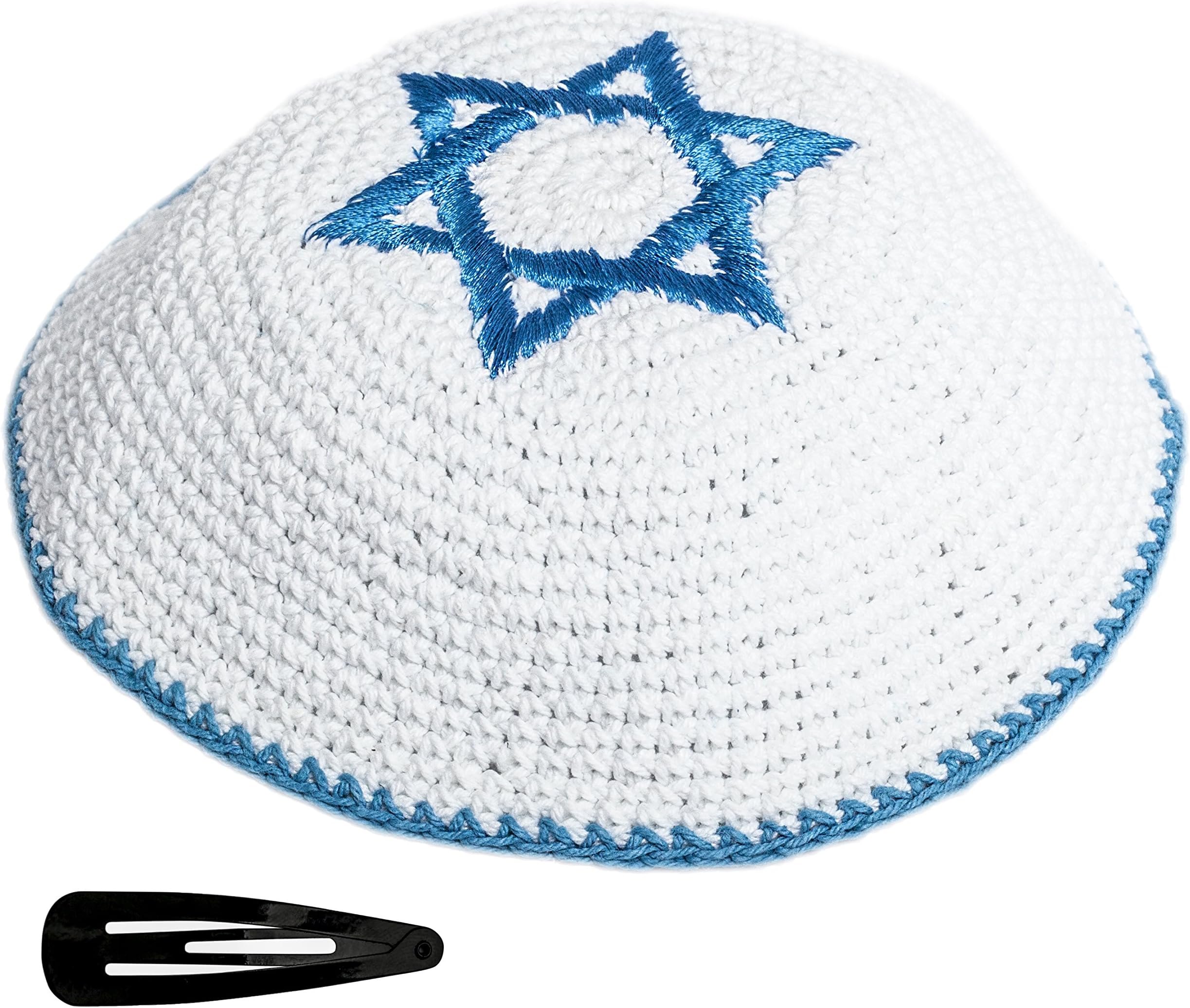 KIPPIK Star of David Jewish KippahHatFor Men & Kids with Clip Beautifully Knitted