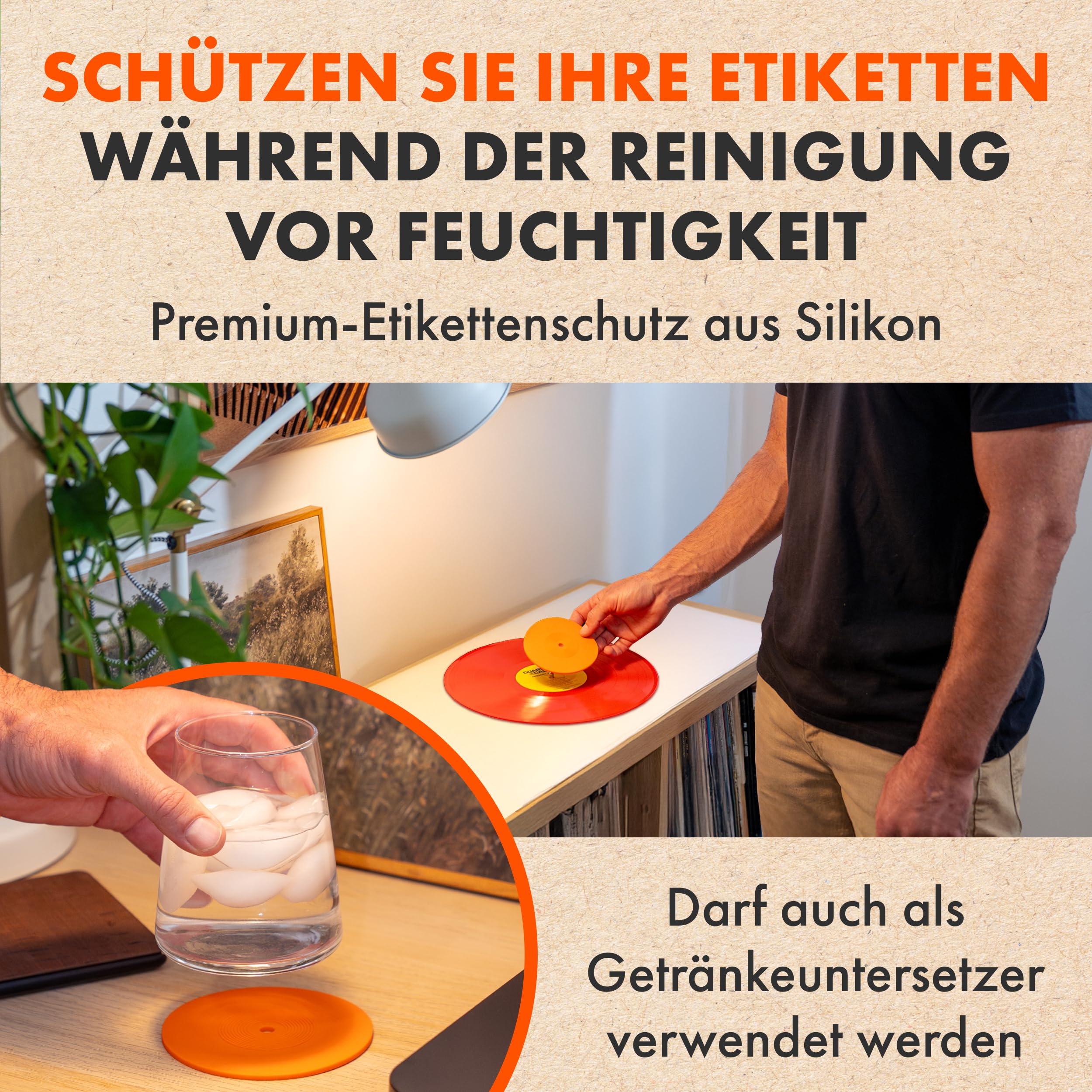 SPINCARE 7-in-1 Schallplatten Reinigungsset | Velvet Schallplattenbürste mit Holzgriff & Staubschutz | 120 ml Vinyl Reiniger, Stylus Brush, Label-Schutz & Mikrofasertücher | Vinyl Cleaning Kit