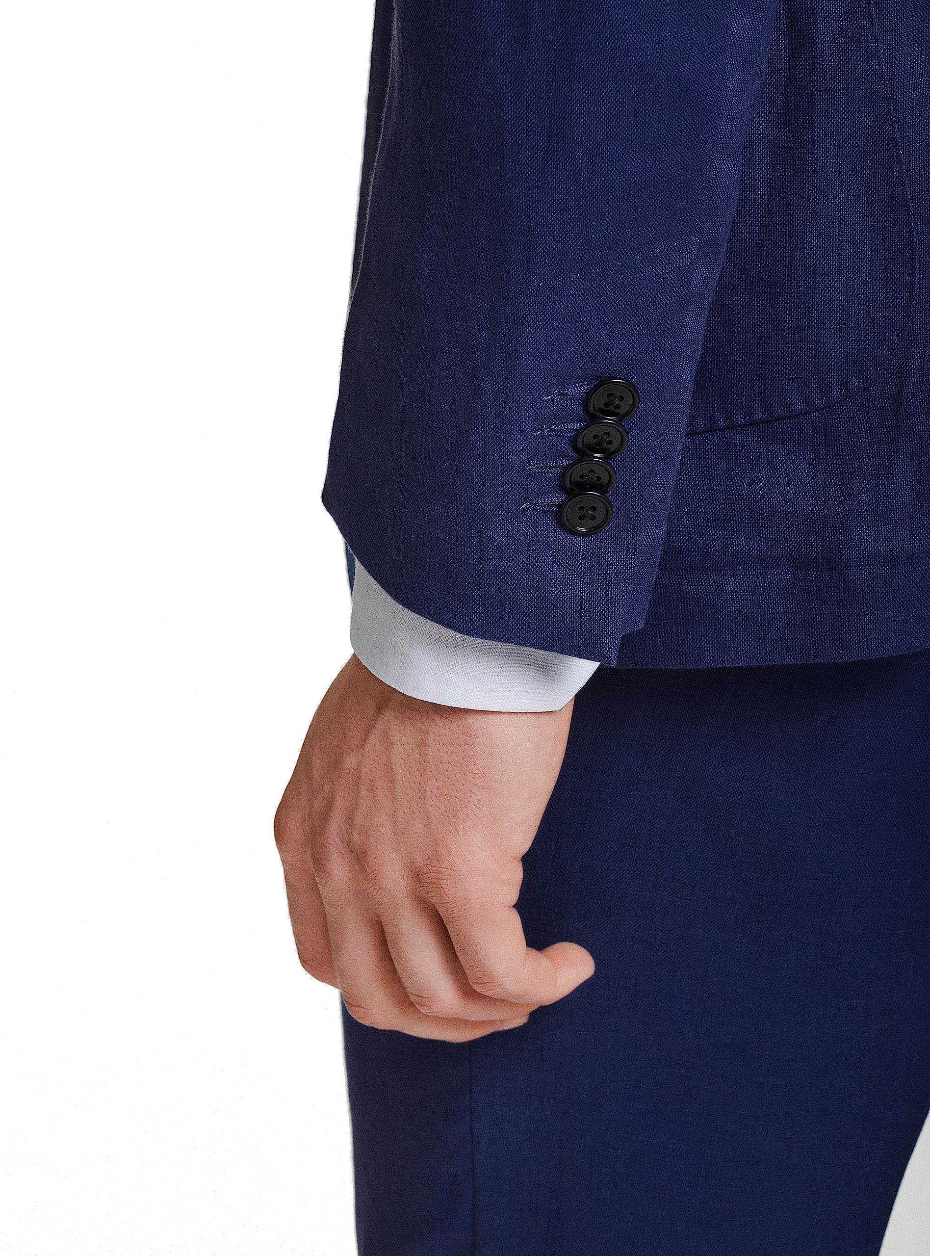 Evoga Giacca Uomo in Lino Blu Scuro Sartoriale Blazer Estivo Elegante Casual