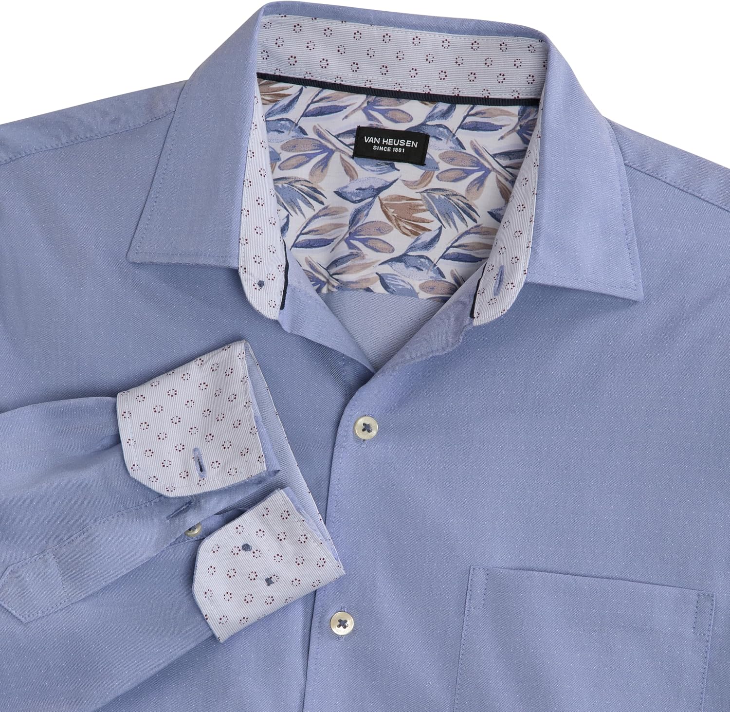 Van Heusen Men's Originals Long Sleeve Button Down Shirt, Slim Fit Regular Length, Comfortable Stretch Fabric