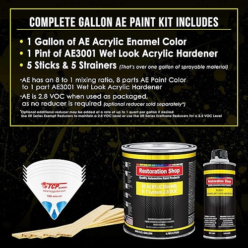 Miniatura 2 de Restoration Shop - Pintura de esmalte acrílico rojo Monza - Kit completo de pintura de un galón - Automotriz profesional de alto brillo de una sola