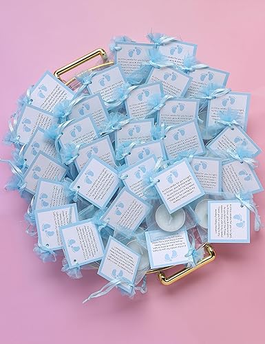 Miniatura 3 de Juego de 50 velas de té para recuerdos de fiesta de baby shower, recuerdos de bautizo para invitados, recuerdos de revelación de género para bebés y
