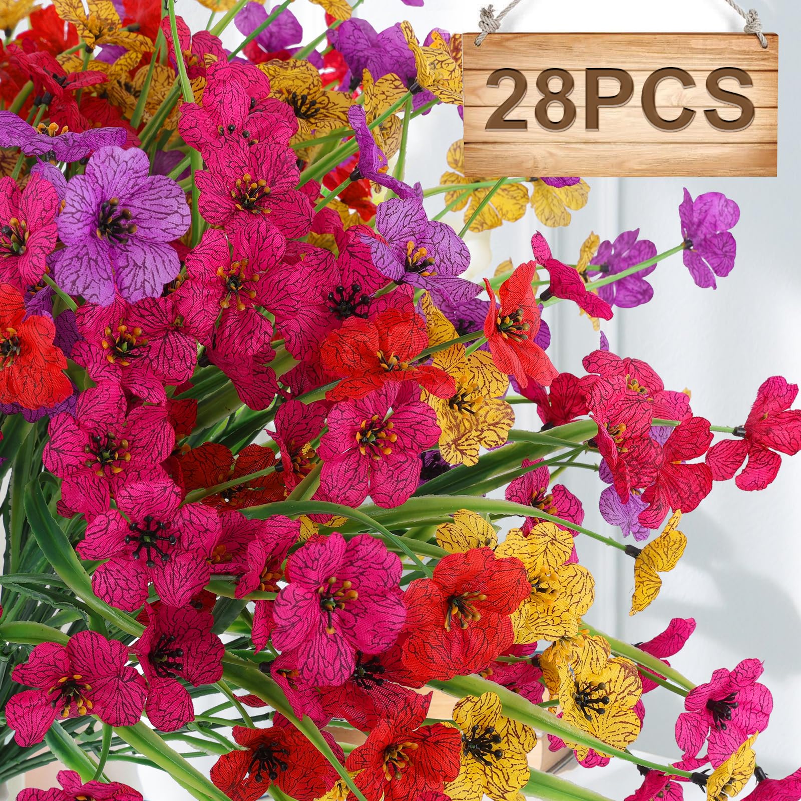 Amazon.com: Hananona 28 Bundles Artificial Flowers Outdoor