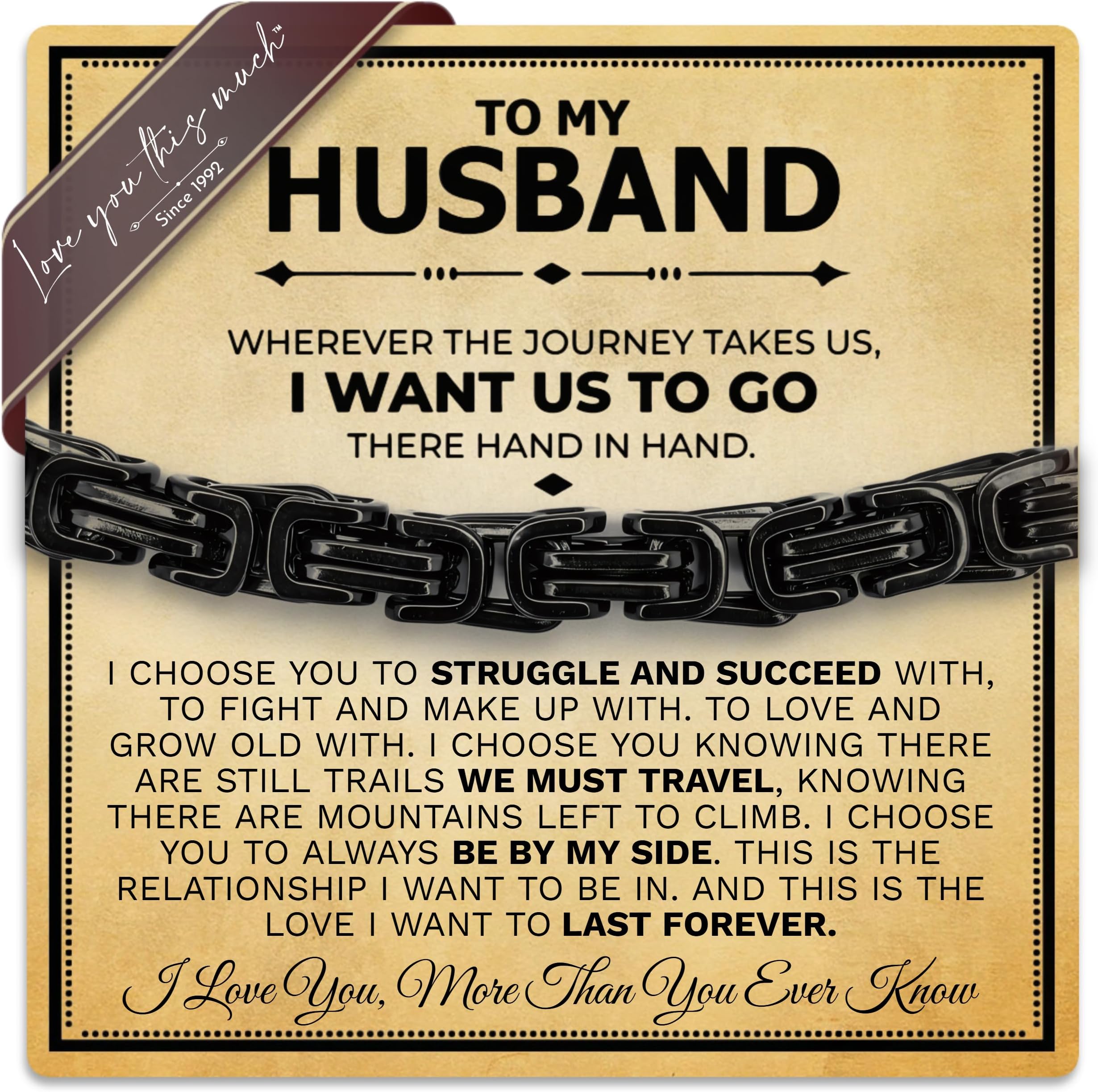 Love You This Much Jewelry Gift Set - Classic Steel Bracelet - Romantic Gift, Unique Husband Gifts