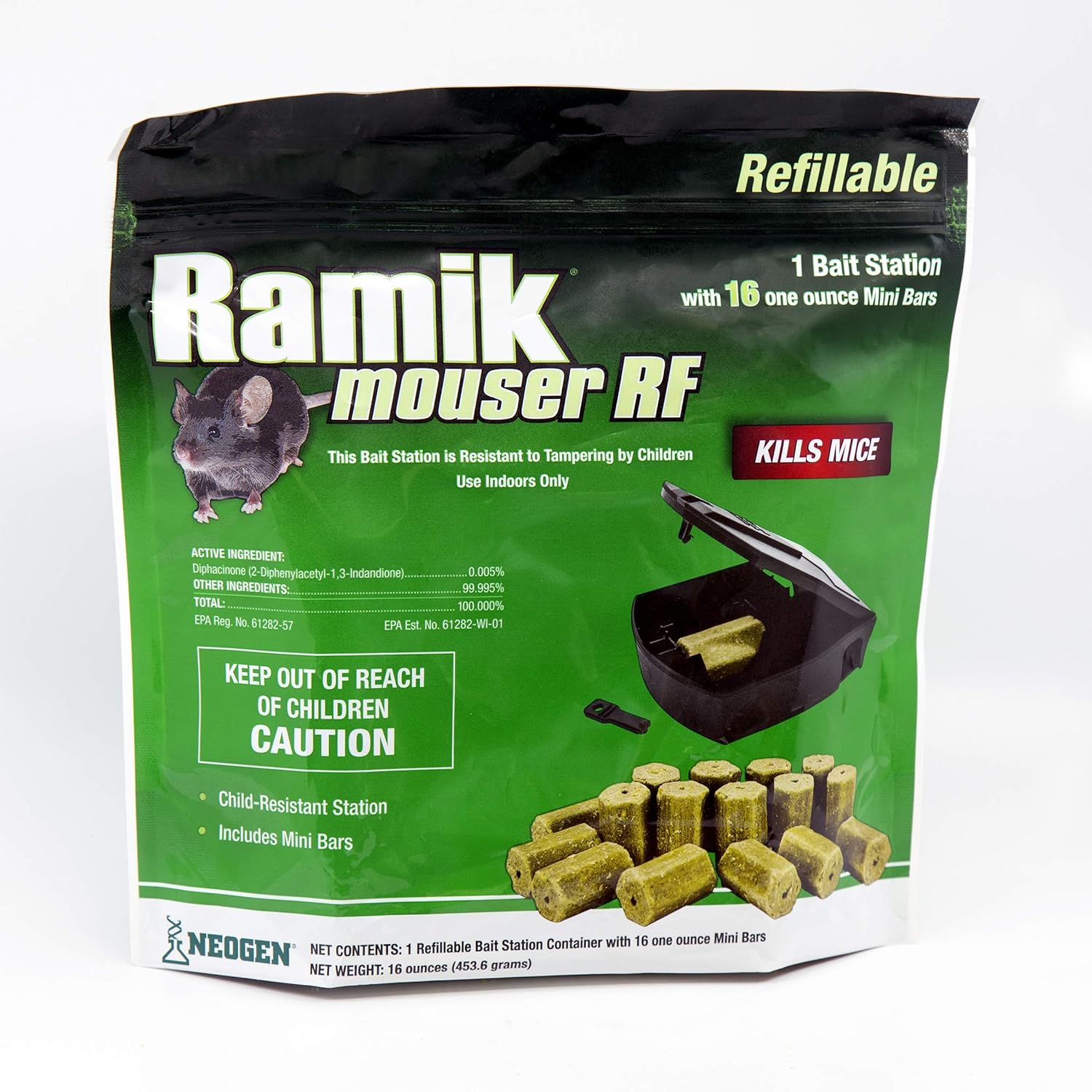 Neogen 000900 Ramik Refillable Mouse Bait Station 16 Count (Pack of 6)