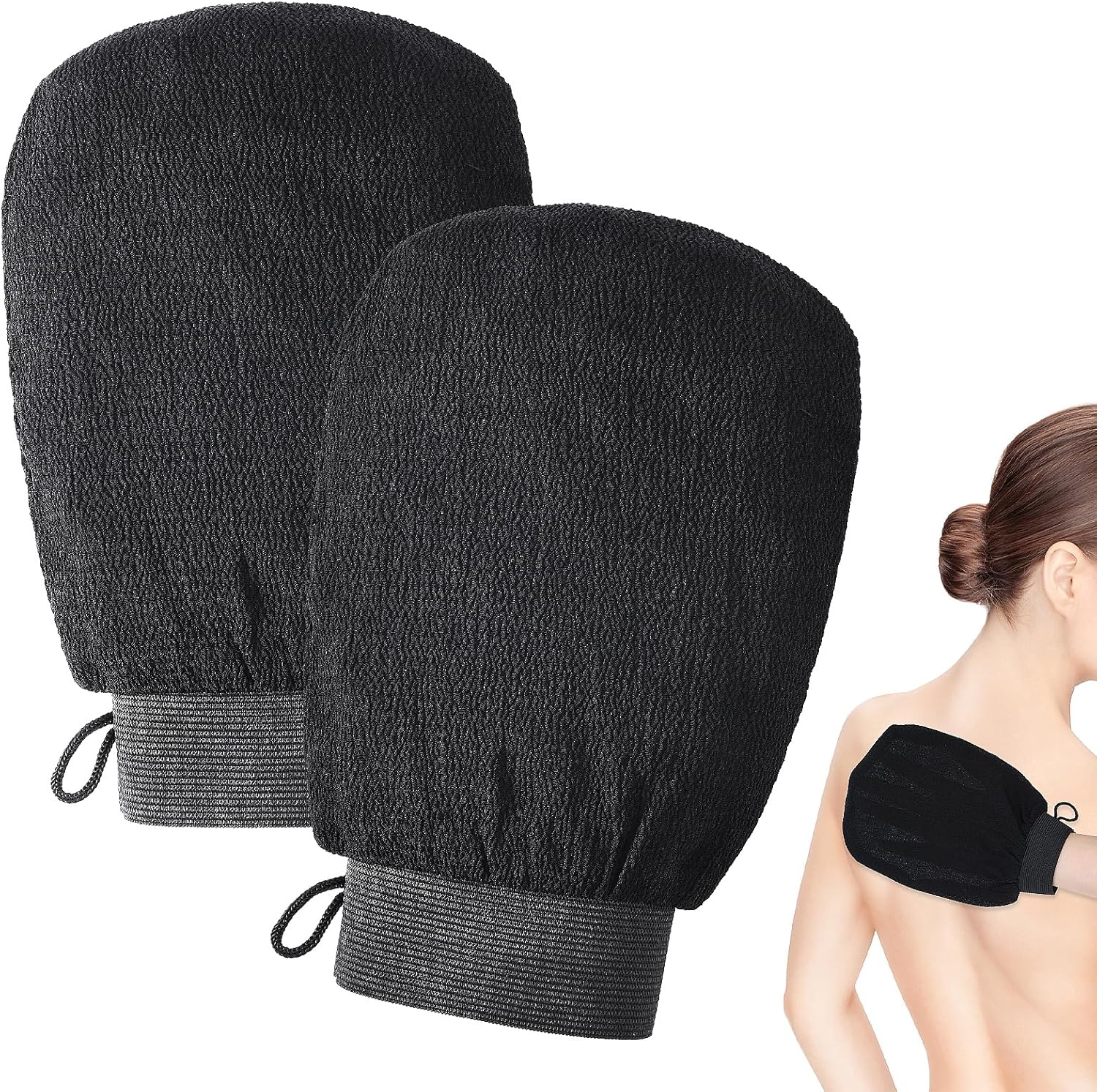2 STKS Exfoliërende Handschoenen, Diepe Exfoliërende Body Scrubber voor Douche, Exfoliërende Handschoen voor Body Scrub, Dode Huid Verwijderaar en Exfoliator Handschoen voor Vrouwen en Mannen