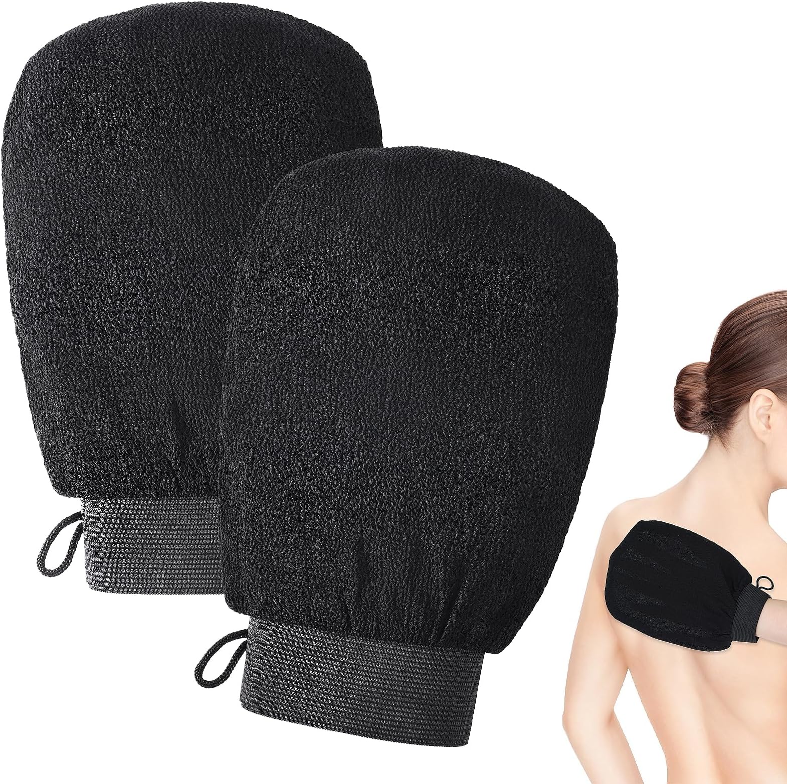 2PCS Exfoliating Gloves - Deep Body Scrubber for Shower, Mitt for Body Scrub, Dead Skin Remover and Exfoliator for Women and Men