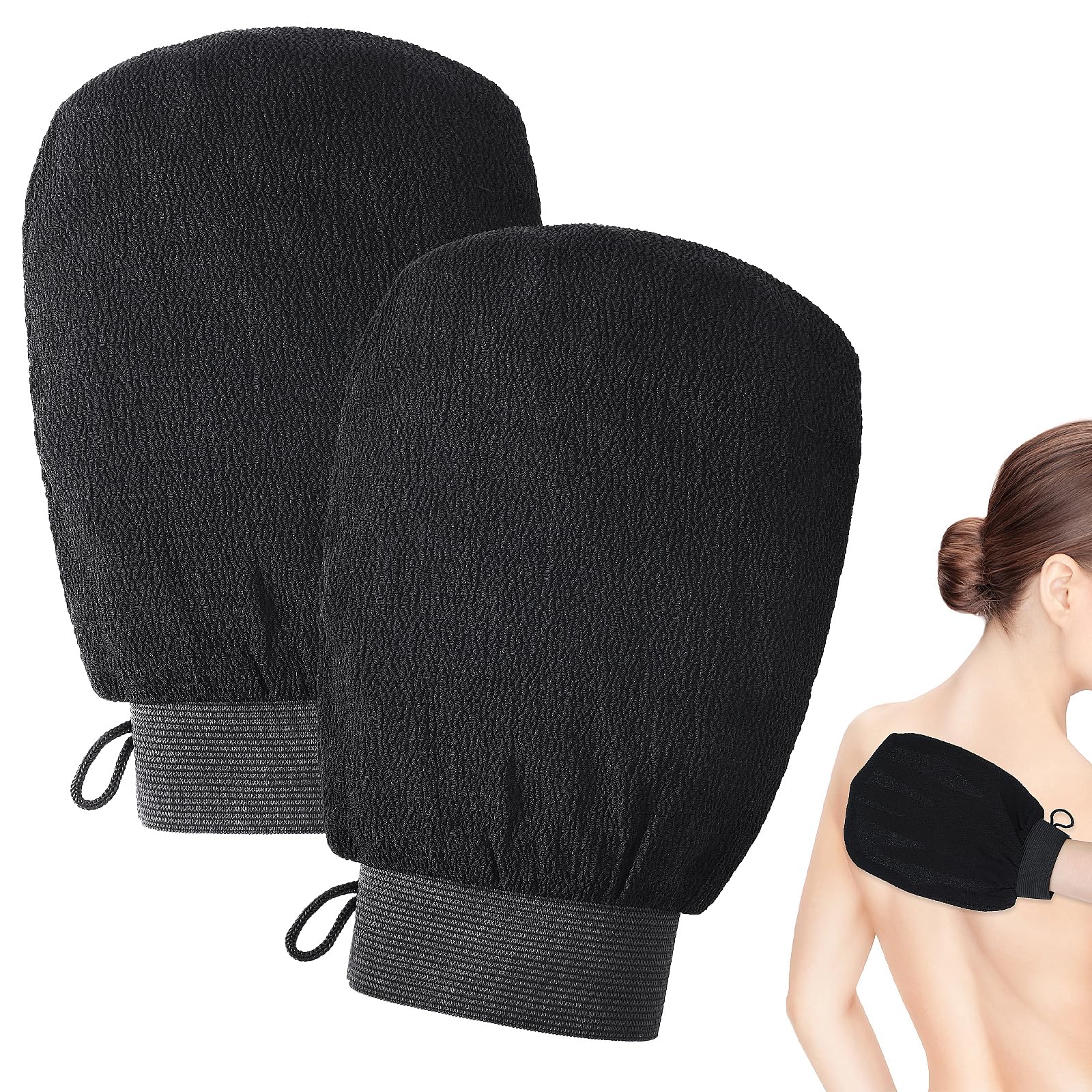 2PCS Exfoliating Gloves - Deep Body Scrubber for Shower, Mitt for Body Scrub, Dead Skin Remover and Exfoliator for Women and Men