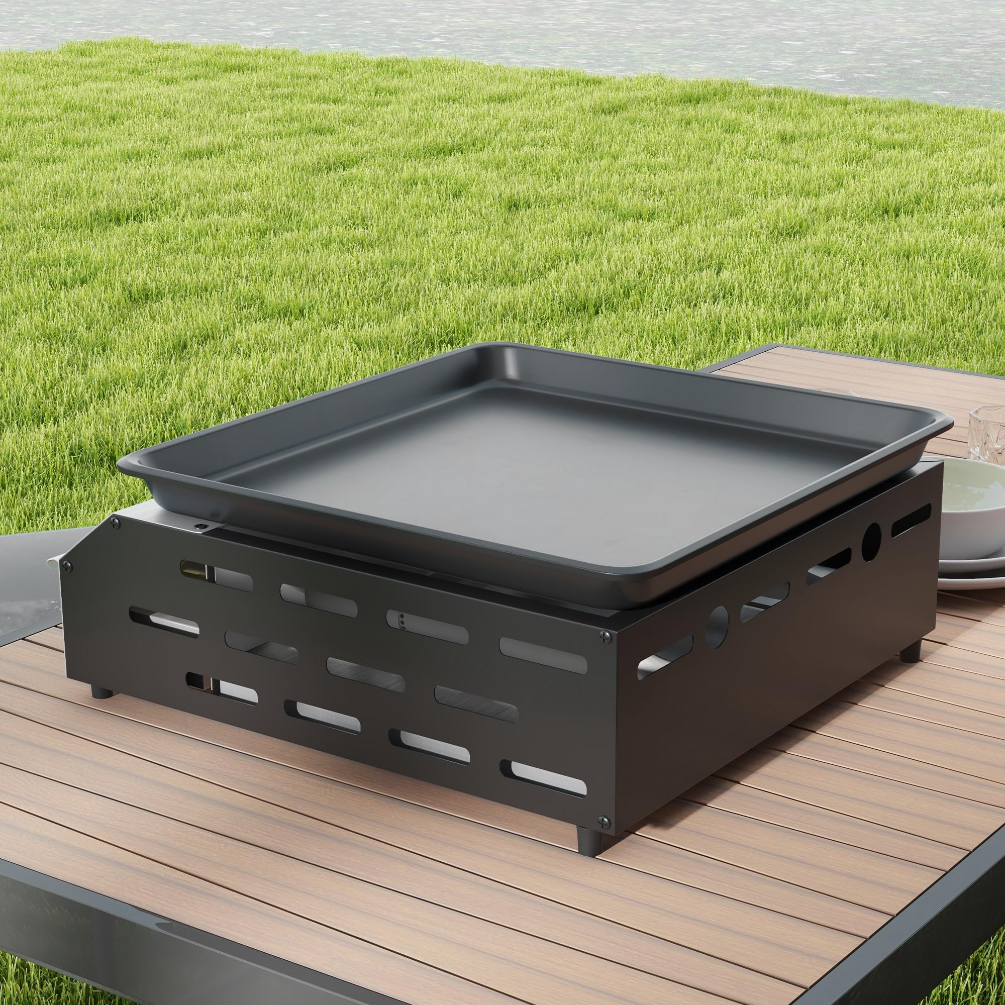 Outsunny Barbecue a Gas in Acciaio, Piastra a Gas Smaltato a 2 Bruciatori da 2.4kW, Griglia Barbecue Portatile con Piedini Regolabili e Vassoio Raccogli Grasso, Regolatore, Tubo, Argento