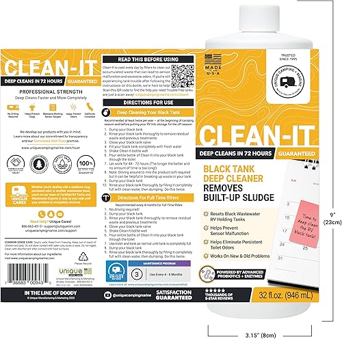 Miniatura 2 de Unique Clean-It RV Limpiador Líquido Profundo para Tanque Negro - Resetea Efectivamente los Tanques Negros Sucios de RV - Elimina Olores y Desechos