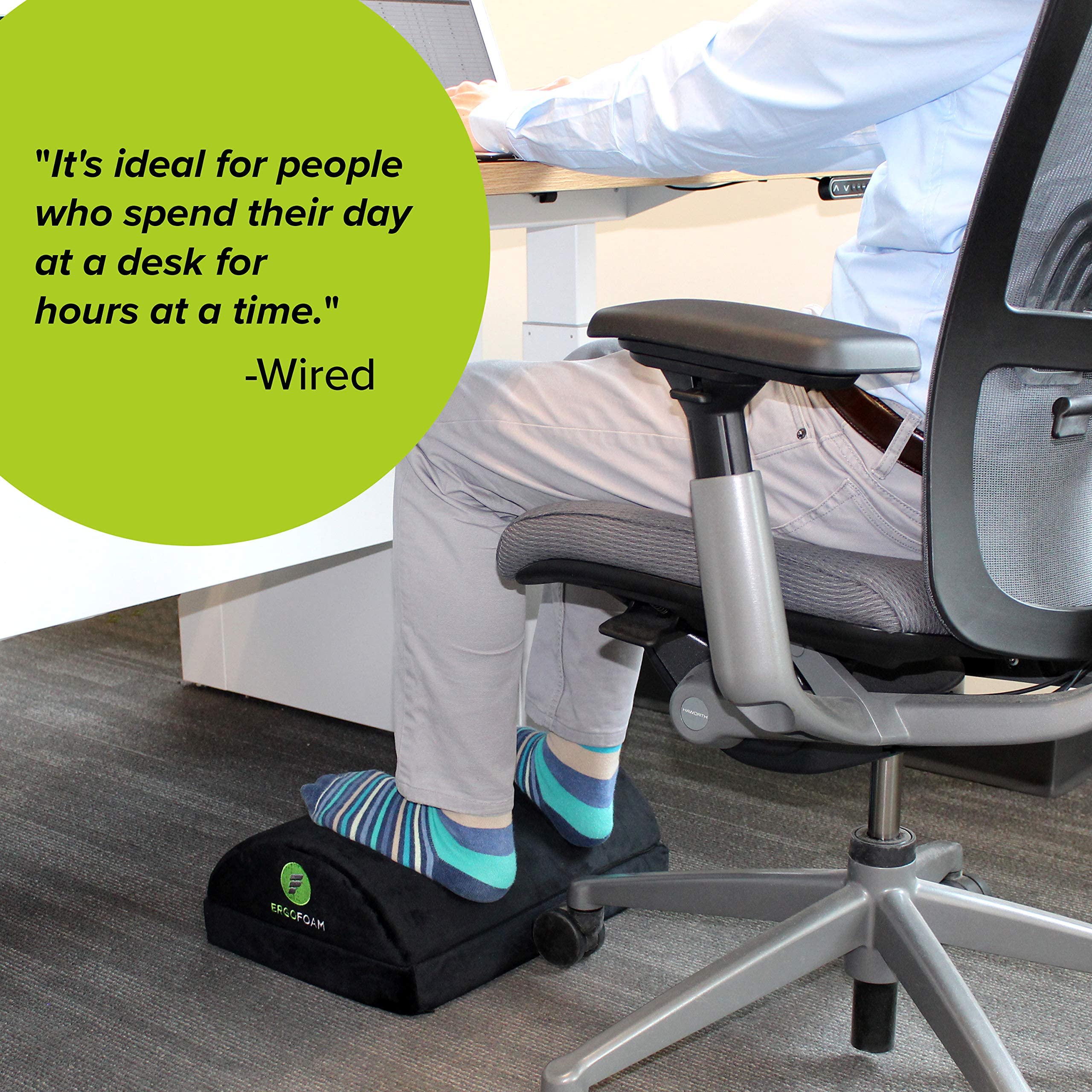 ErgoFoam Adjustable Foot Rest Under Desk for Added Height Large