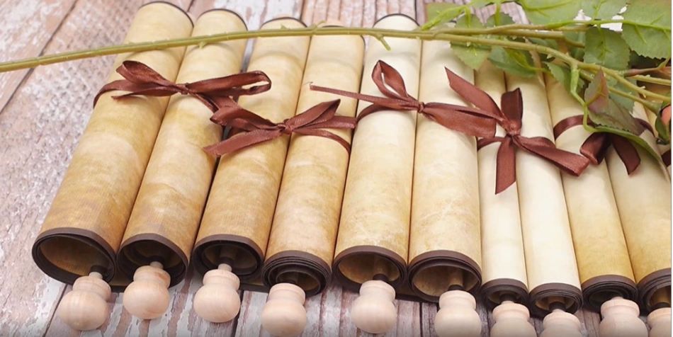 3 Pack Blank Paper Scrolls 7.5 BSL1 X 31 Inches Scroll Paper Wrapped On Renaissance Festival