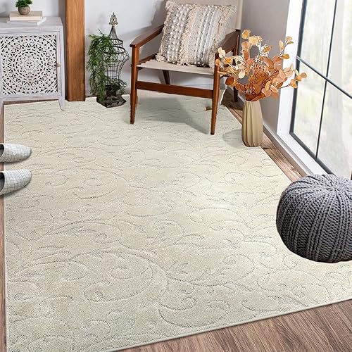 Miniatura 9 de Alfombra de área de 11 x 15 pulgadas, cubierta de suelo con textura de vid floral para sala de estar, alfombra bohemia con respaldo de terciopelo