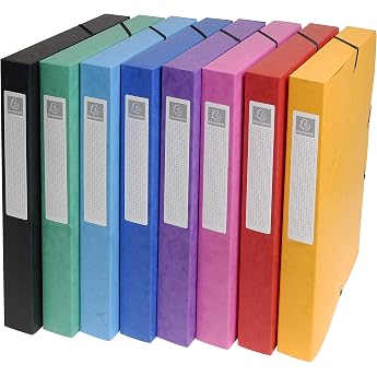 Exacompta 50300E Premium Collection Box Assembled with Elastic Band, 25 mm Wide, Made of Extra Strong Colorspan Cardboard wit