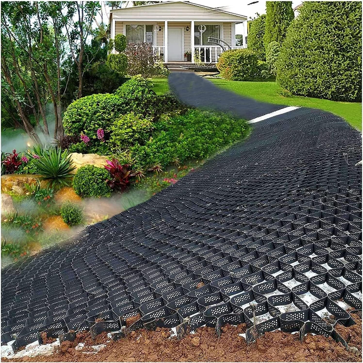 ELzEy Géogrille for allées de sentiers, pavés de Grille de Sol Robustes for Remplissage de Pierre d'herbe de chemins de terrasse (Size : 10m x 6m (33ft x19.5ft))