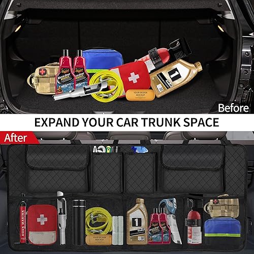 Miniatura 4 de Organizador y almacenamiento para maletero de automóvil, accesorios de almacenamiento colgantes para asiento trasero de gran capacidad, organizador