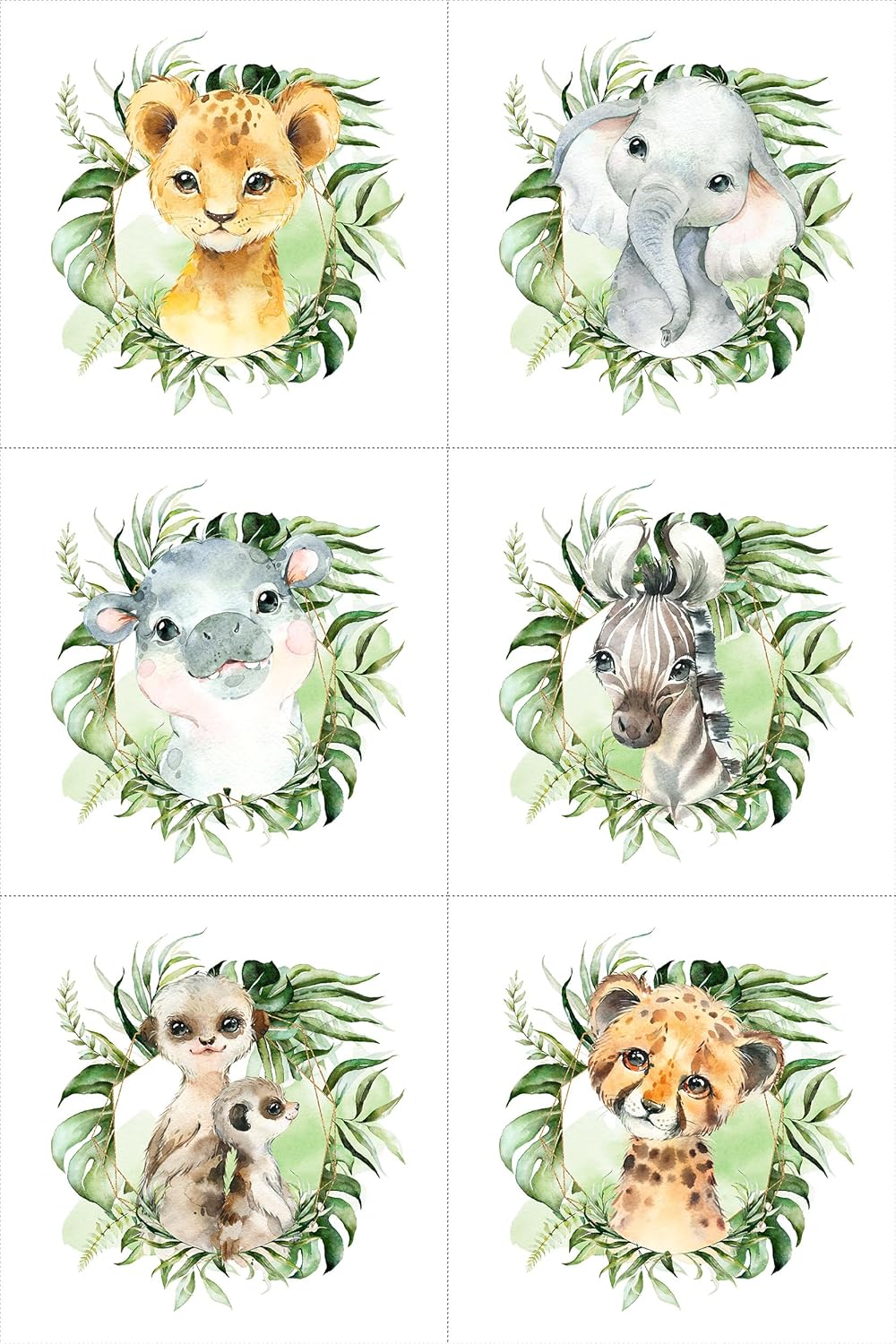 UNIQUE Safari Fabric Panel Set (6 Panels, 12x12in Each), Quilting Panels, Baby Quilt Panels, Cotton Baby Panels, Cotton Fabric Panels for Quilting