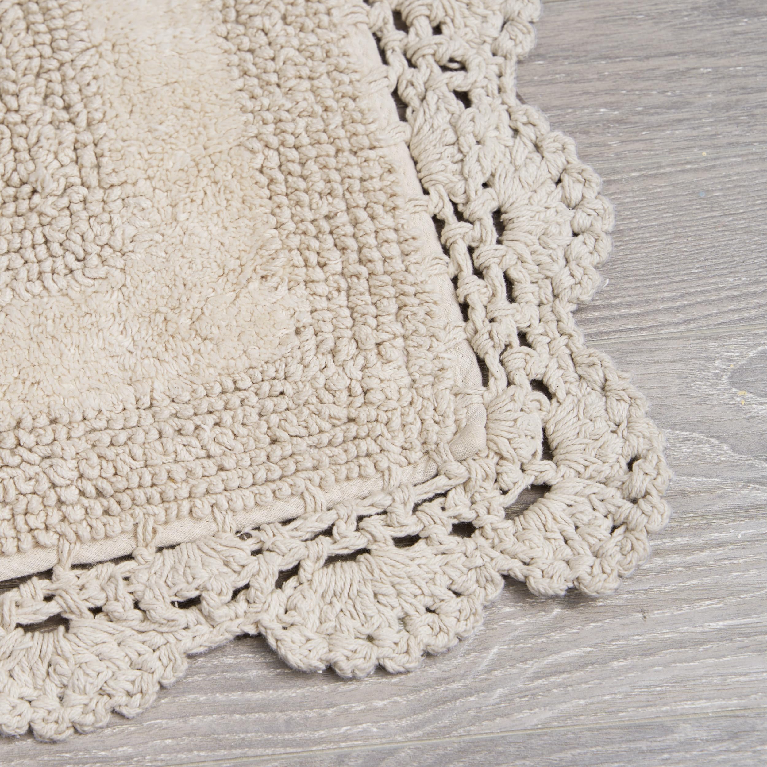 Laura Ashley Crochet Cotton 24x40 Bath Rug, Linen, 61 x 102 cm (Runner) - Image 3