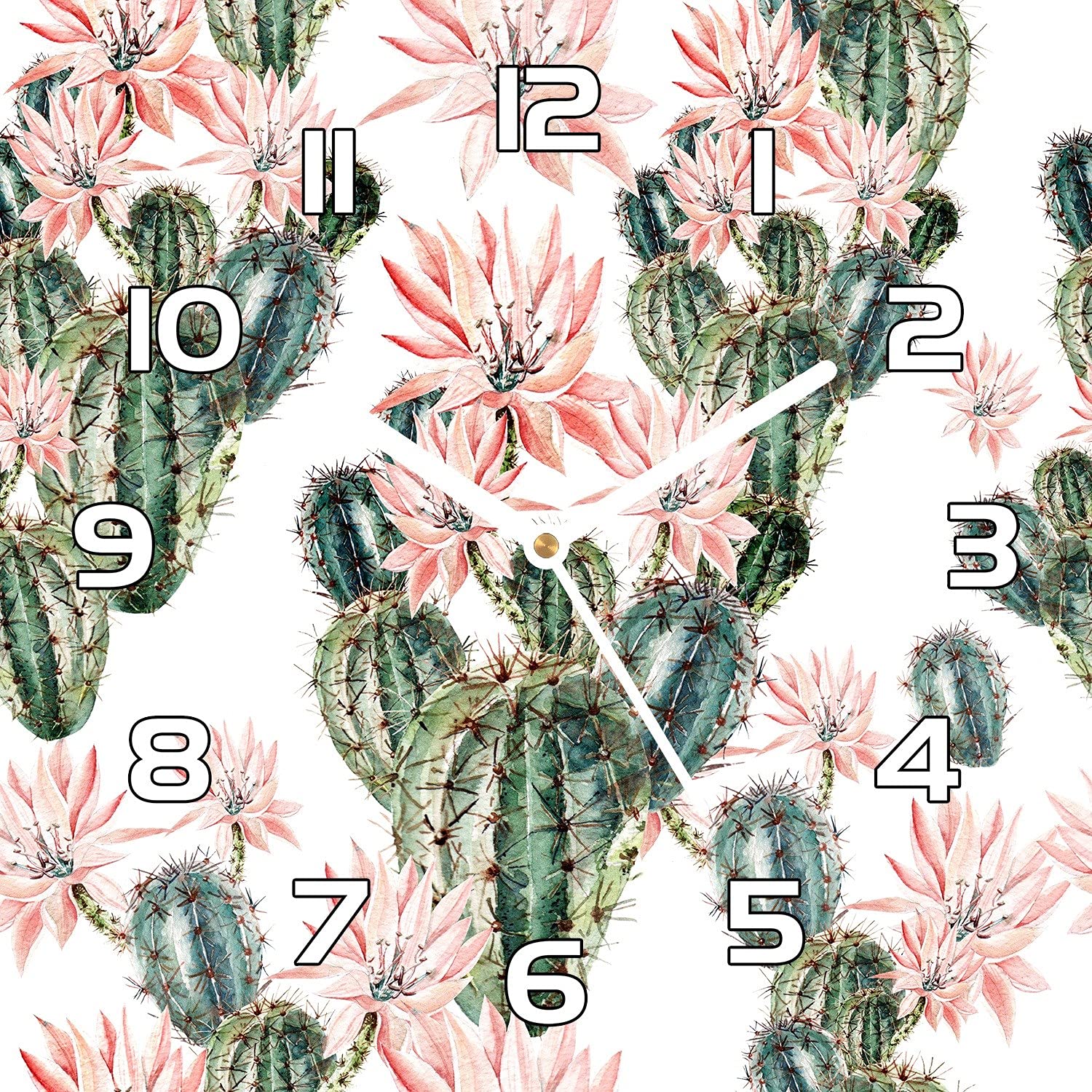 Horloge en verre de securite Coloray 30x30 cm decor premium Fleur De Cactus
