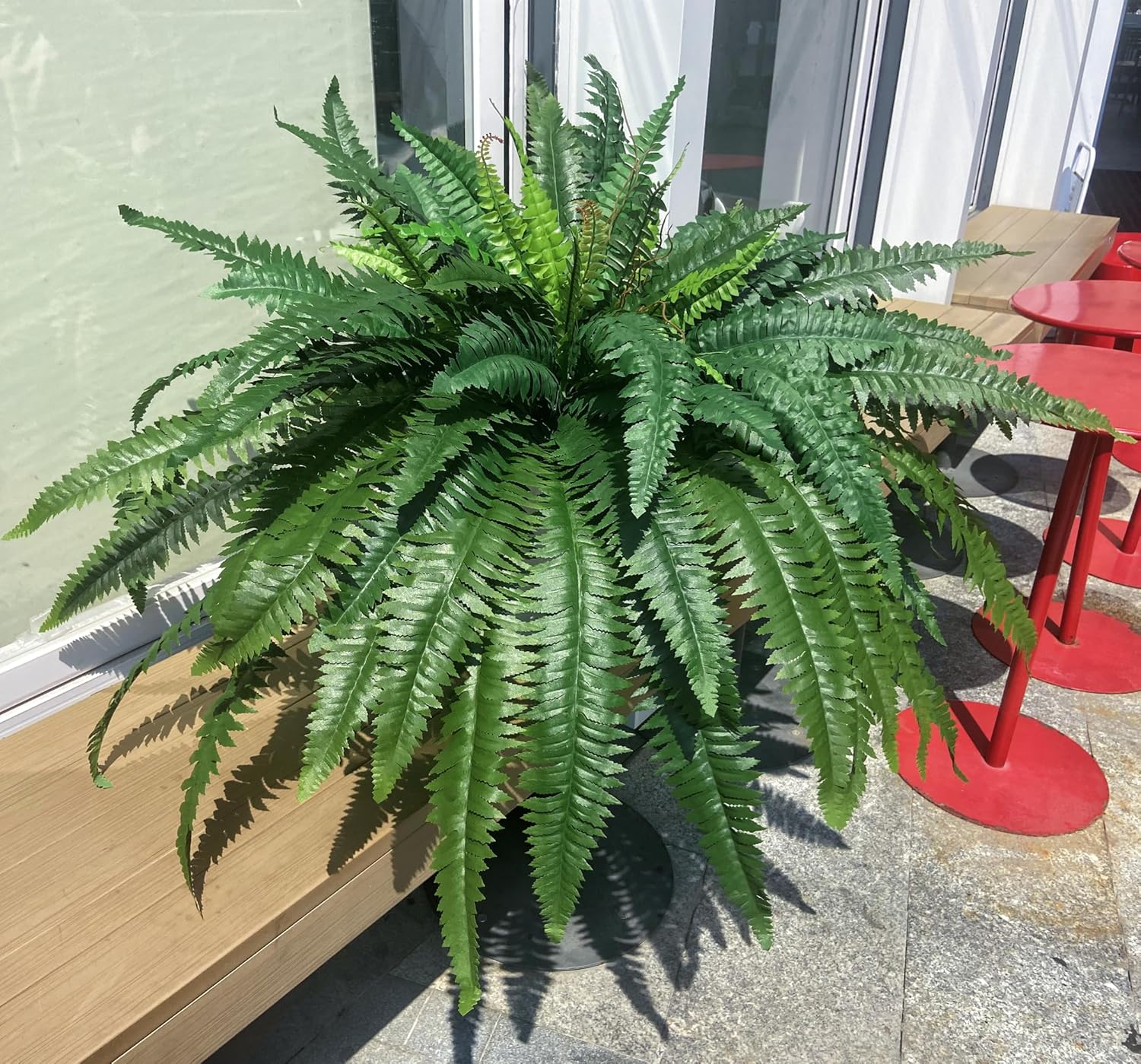 Fake Ferns, 48in Large Artificial Ferns for Outdoors & Indoors, 88 Fronds Lifelike Silk Faux Fern Greenery Plants Ideal for Porch Planters Windowsill Garden Home Decor, Potted or Hanging, UV Resistant - Image 3