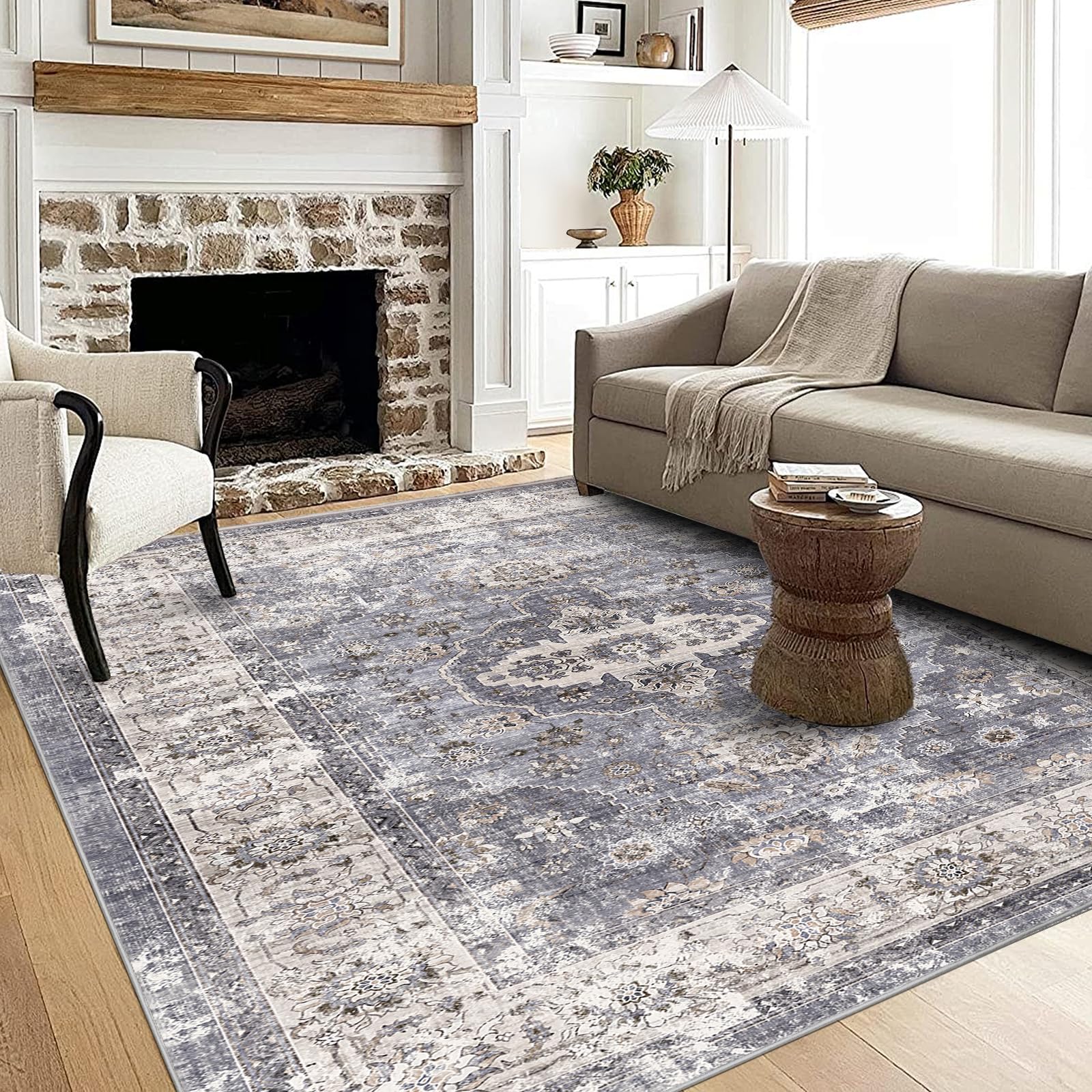 5'x7' area rugs for living room foldable washable area rugs non slip decor low pile area rug for bedroom dining room office easy to clean
