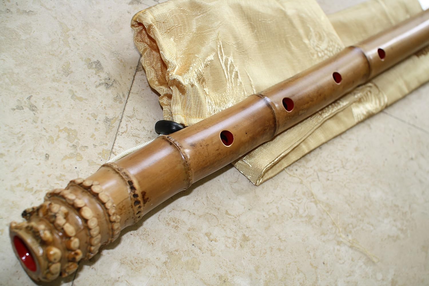 2.2 Pentatonic Shakuhachi with Root End 5 Holes Kinko Wudaguji inlet with buffalo horn flake- Traditional Zen Instrument