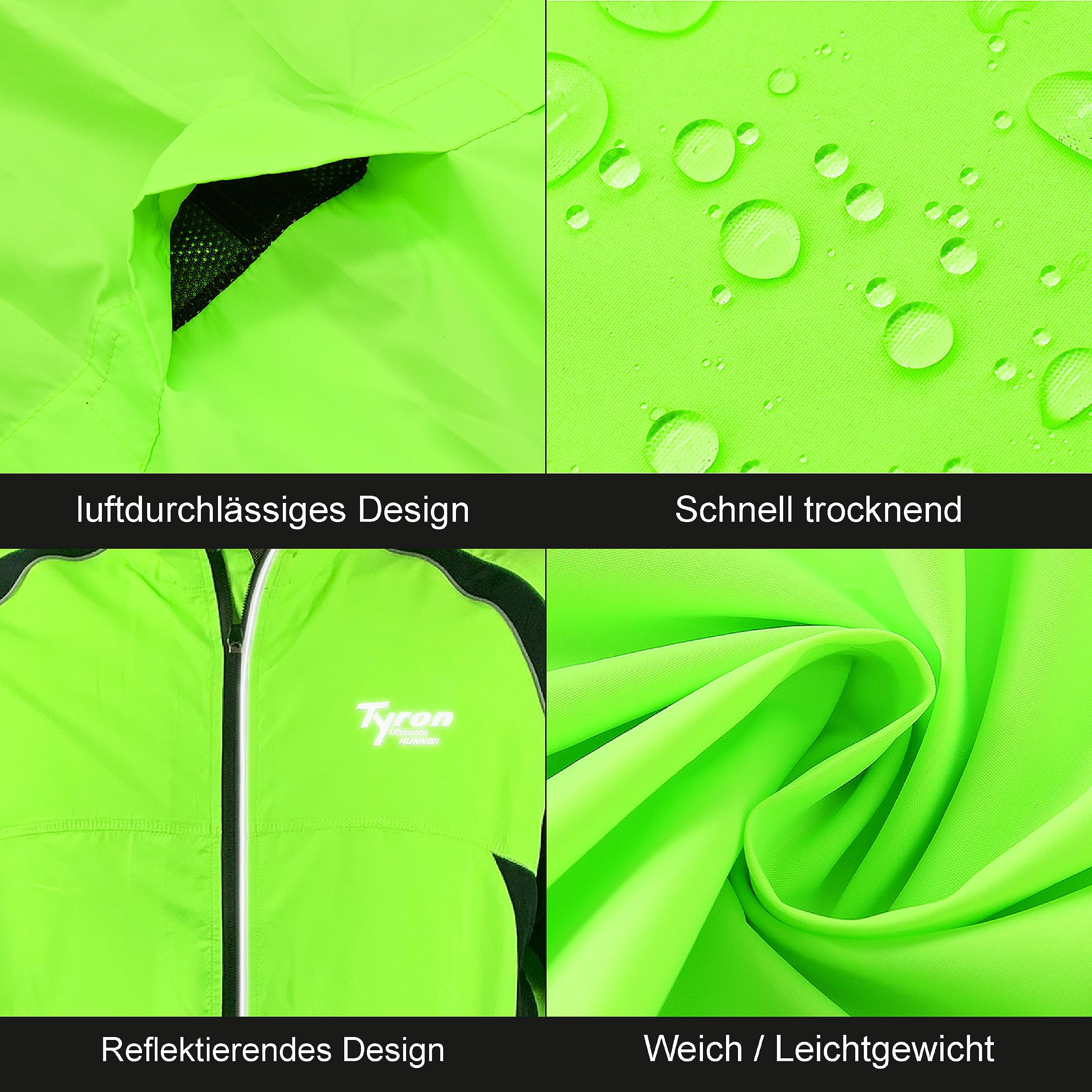 Tyron Veste de course TR 2000 - Pour homme et femme - Coupe-vent et imperméable - Perméable à l'air - Douce et légère - Idéale pour l'automne et l'hiver