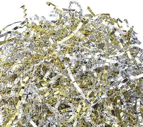 PAPER FAIR 1 libra de papel de seda de rafia metálico dorado y plateado, relleno de papel de seda de rafia de pascua, cojín de ropa de cama,