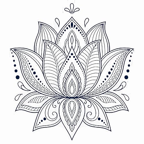 Tinta de tatuaje temporal de jugo de 1 a 2 semanas de duración semipermanente para mujeres adultas Mehndi flor de loto para en étnico O azul marino