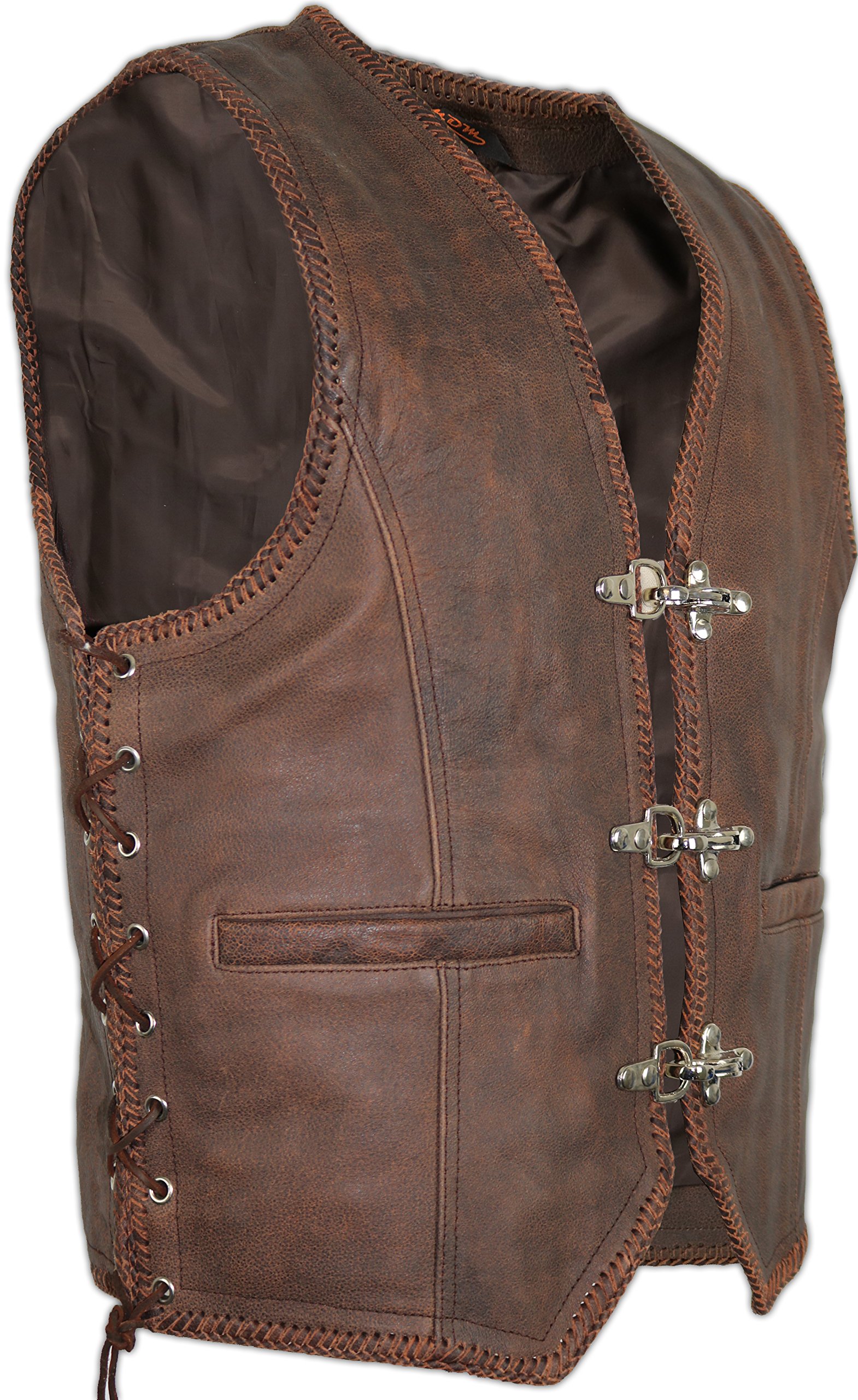 Gilet Cuir Homme Brun – Agneau Nappa 1,1 Mm – Fermeture YKK – Poches Multiples – Loisirs