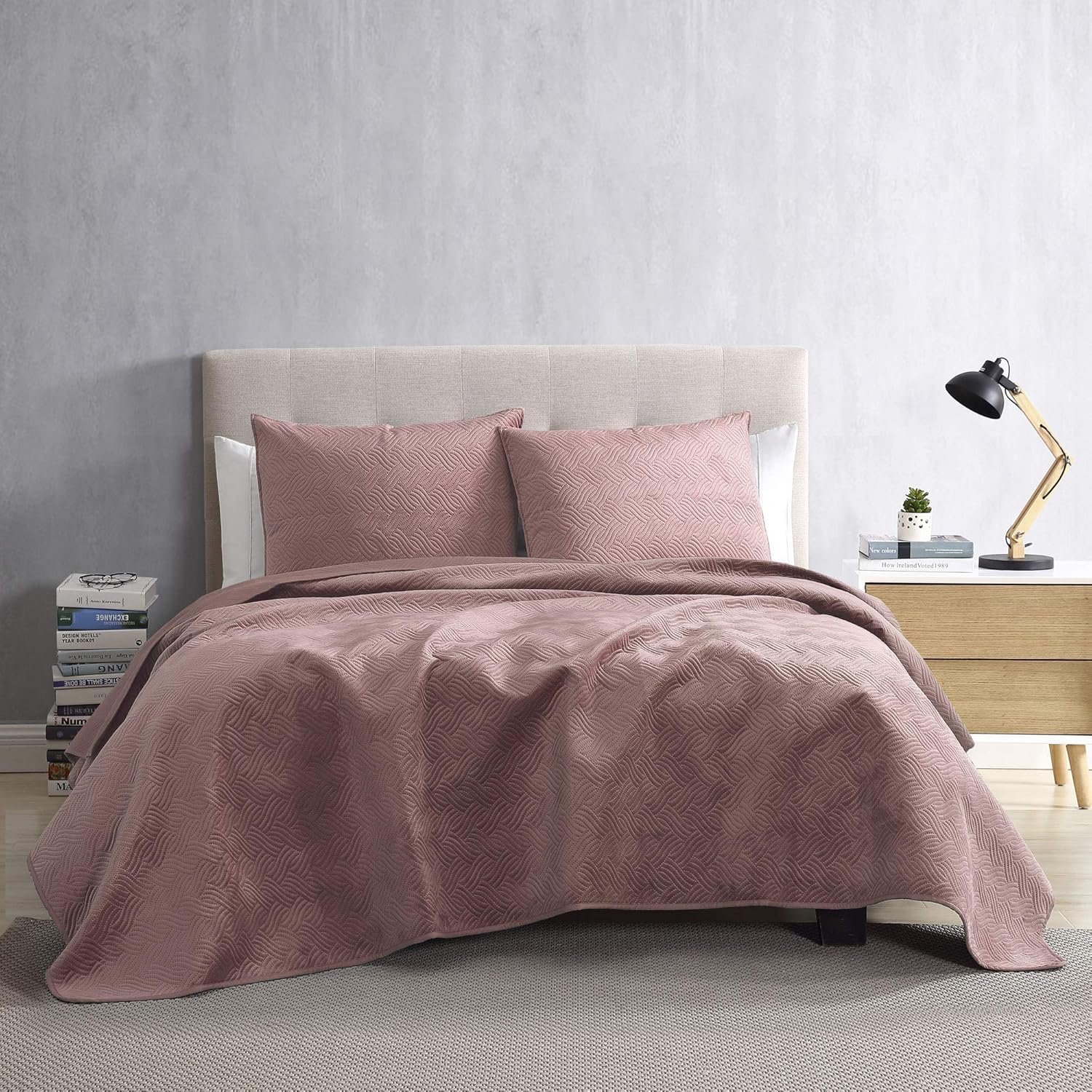 Brielle Home Hayden Quilt Set, Twin, Blush