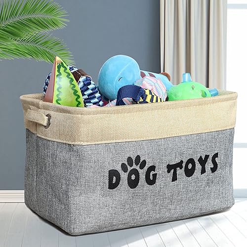 Miniatura 3 de PET ARTIST Cesta de almacenamiento de juguetes para perros no personalizada, gris, 15 pulgadas de largo x 11 pulgadas de ancho x 9 pulgadas de alto