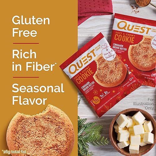 Miniatura 3 de Quest Nutrition Galleta de proteína de mantequilla marrón canela, 0.55 onzas de proteína, 0.49 onzas de azúcar, 0.07 oz de carbohidratos netos, apta