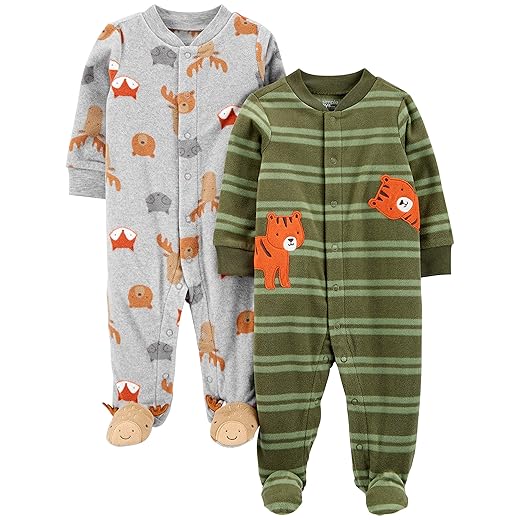 Macacão de dormir para bebês 2-pack Fleece Footed Sleep and Play Simple Joys by Carter'sMeninos