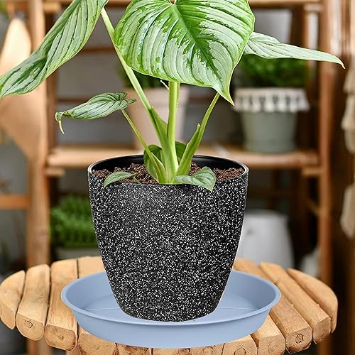 Miniatura 10 de Paquete de 6 bandejas de platillos para plantas de 11 a 12 pulgadas, bandejas de plástico resistente para macetas para interiores y exteriores,