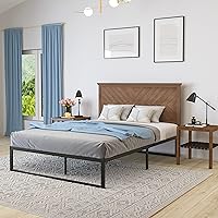 Vista 51 de Merrick Lane Marta - Cabecera de madera tamaño Queen, cabecero ajustable con patrón de espiga en color gris lavado