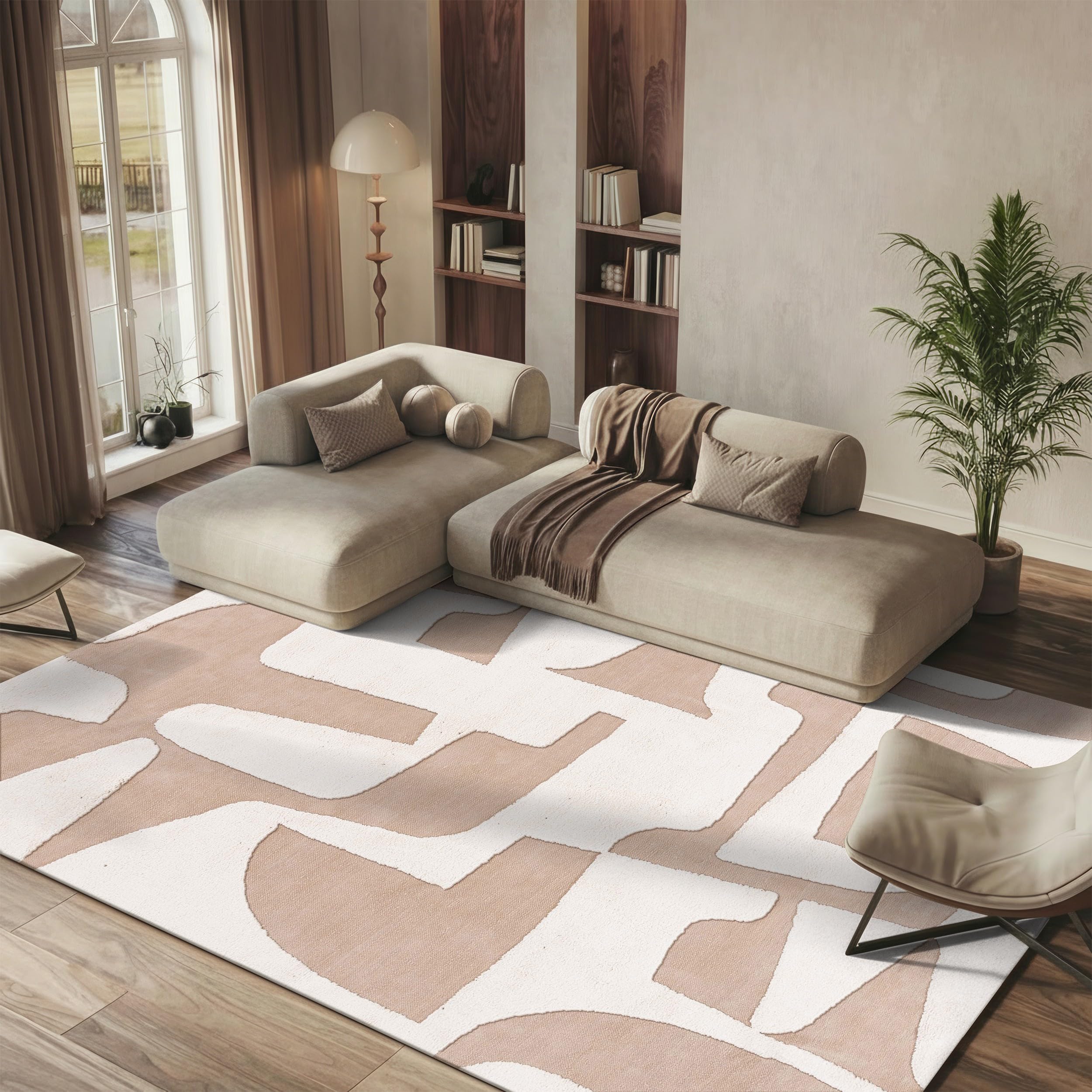 SAFAVIEH Area Rug 8x10 - Casablanca Collection - Large - Beige & Ivory, Handmade Cotton, Ideal for Living Room, Bedroom, Dining Space (CSB790B)