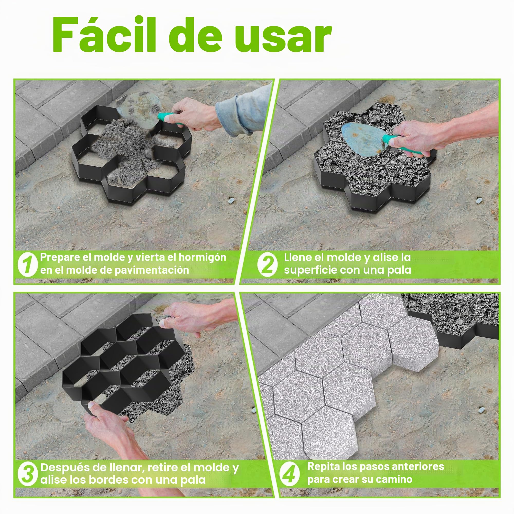 XMTECH Molde para pavimento DIY para hormigón, molde de plástico, irregular, para hormigón, pavimento de hormigón, molde de fundición para estribos de césped, jardín, 2 unidades hexagonales