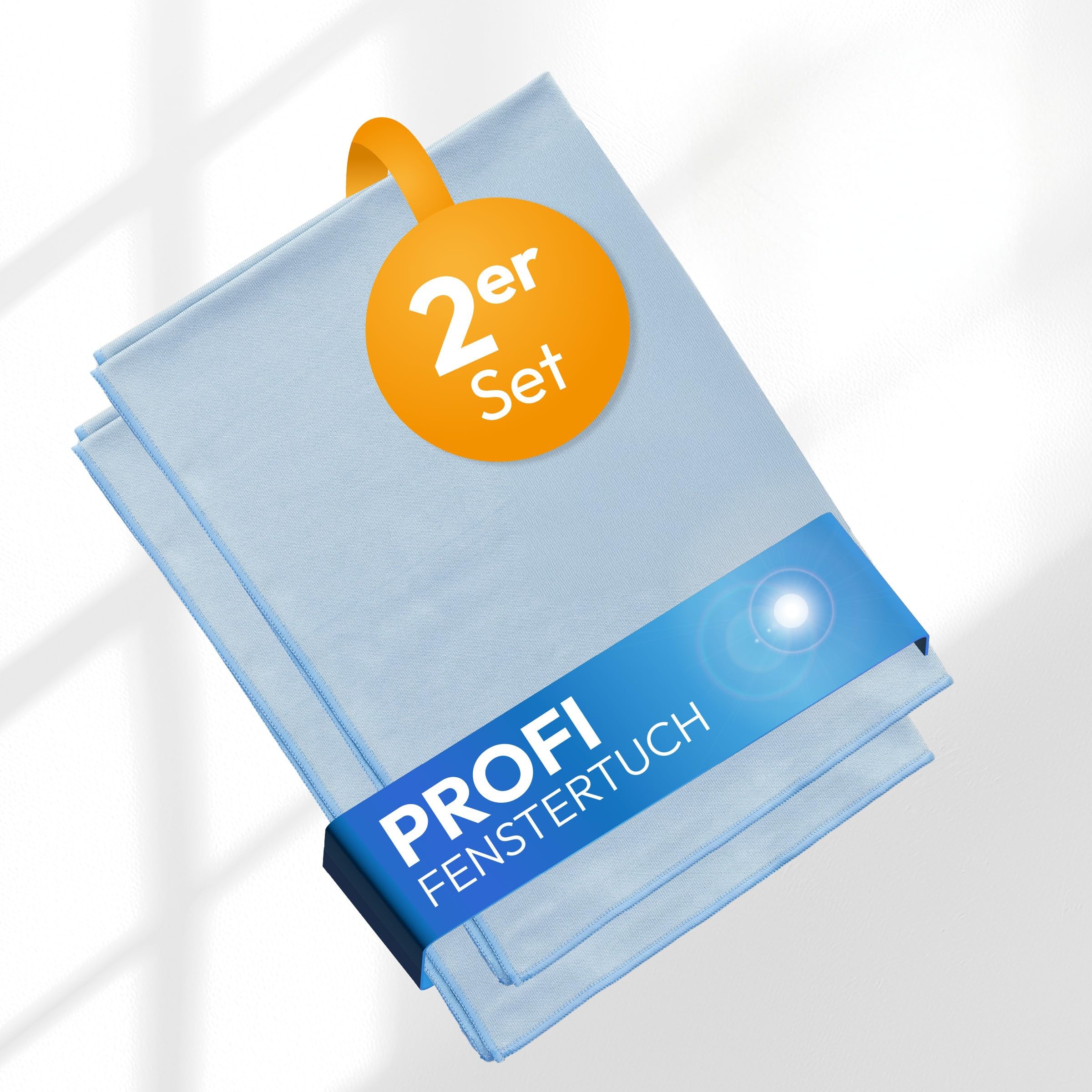 Wowtowelz Streifenfrei reinigen nur mit Wasser - Fensterputztücher für Glas, Auto, Küche, Bad - Clear Pro Fenstertuch Set 2er Set Hellblau 50x75 cm