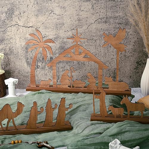 Miniatura 2 de Belén - Juego de madera para interiores, figura pintada a mano de madera, decoración de Navidad, decoración de mesa de madera, decoración navideña